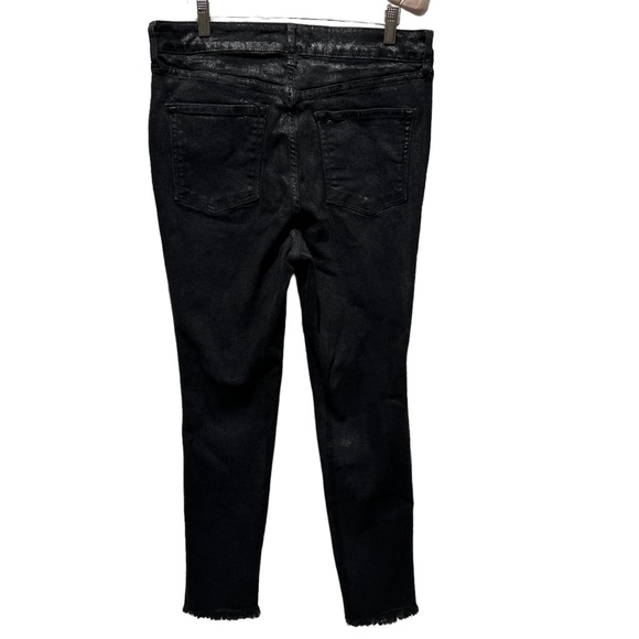 WE The Free Womens Black High Rise Coated Shimmer Denim Skinny Jeans 32 - Picture 6 of 13